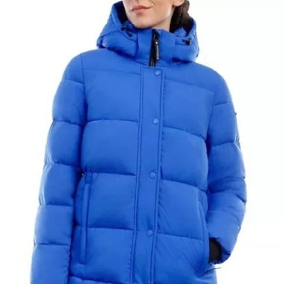 BCBGENERATION Women's Hooded Puffer Coat Blue Size Small - Picture 1 of 7